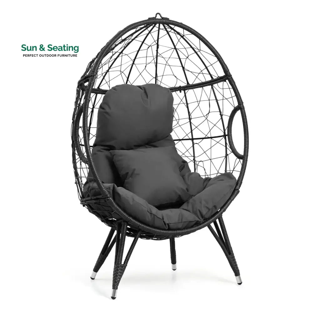 Zahida Outdoor All-Weather Wicker Egg Chair (Grey) Egg Chair