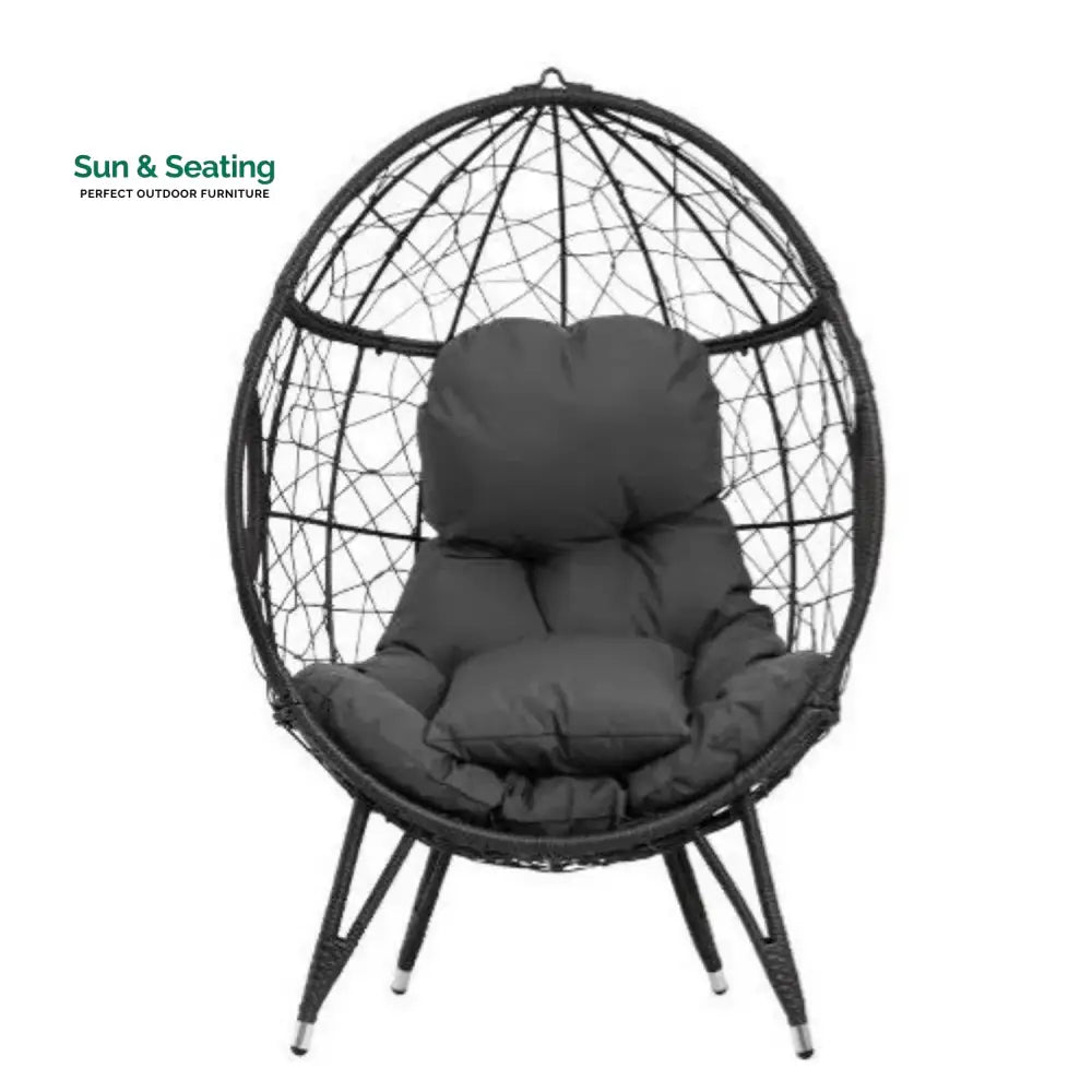 Zahida Outdoor All-Weather Wicker Egg Chair (Grey) Egg Chair