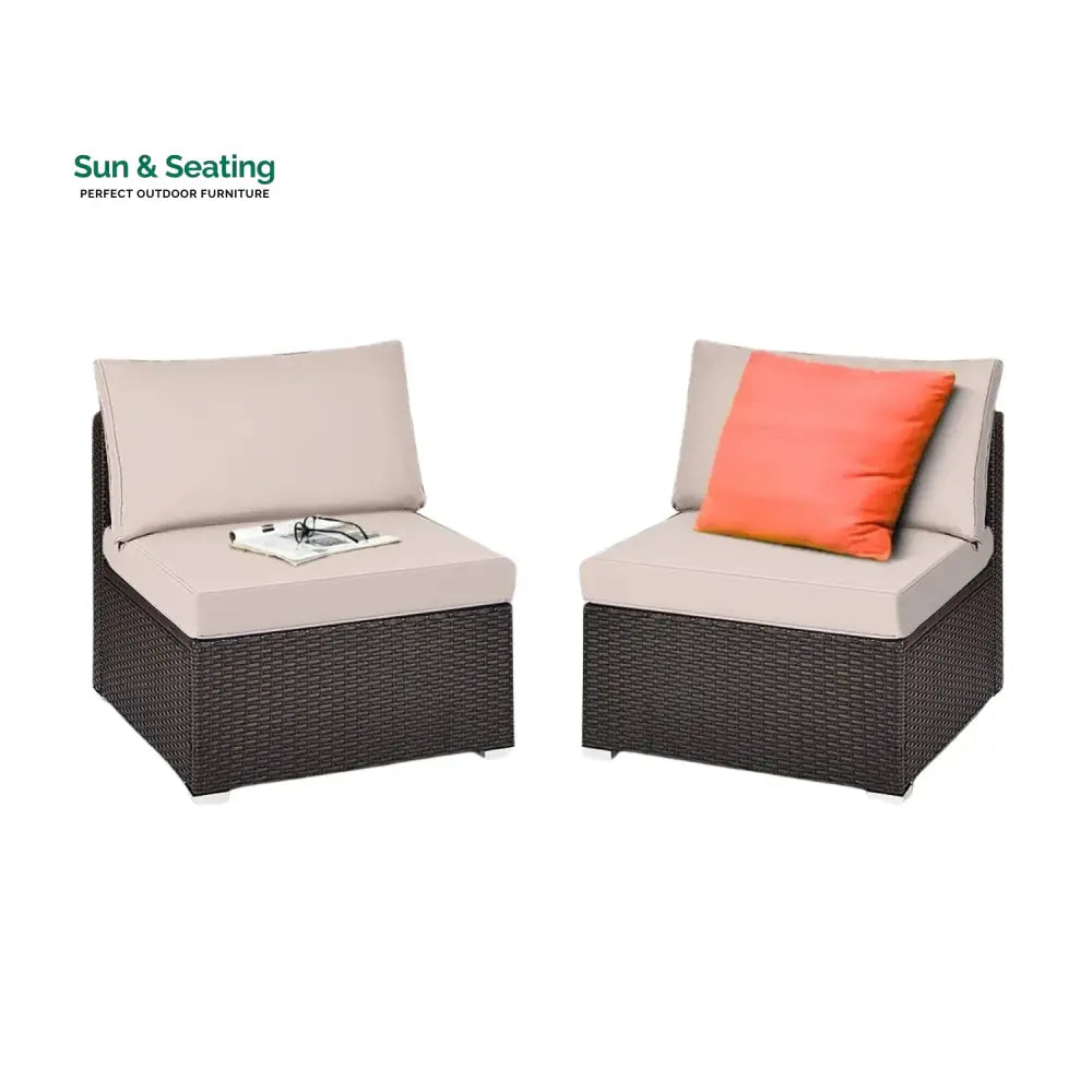 Zaina 2-Piece Outdoor Wicker Armless Sofa Sofa Set