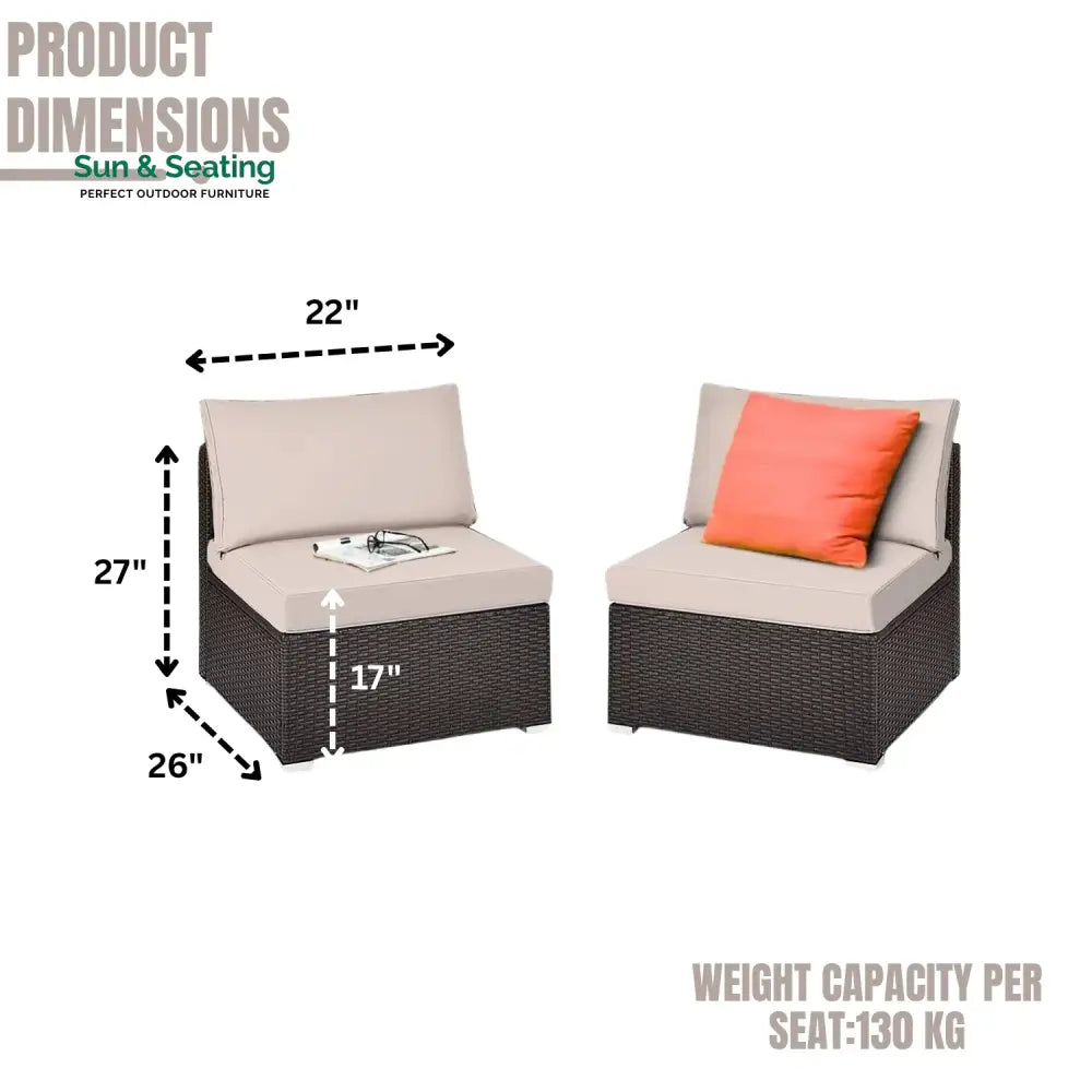 Zaina 2-Piece Outdoor Wicker Armless Sofa Sofa Set