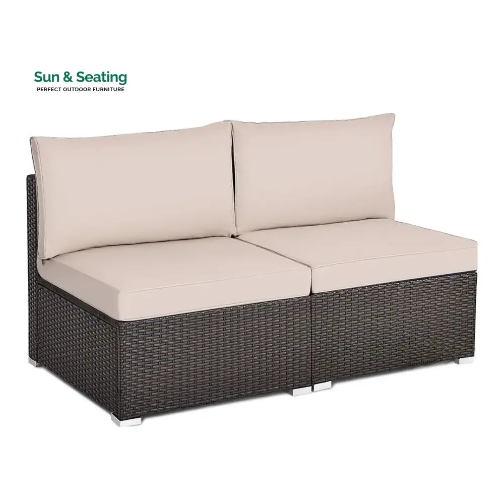 Zaina 2-Piece Outdoor Wicker Armless Sofa Sofa Set
