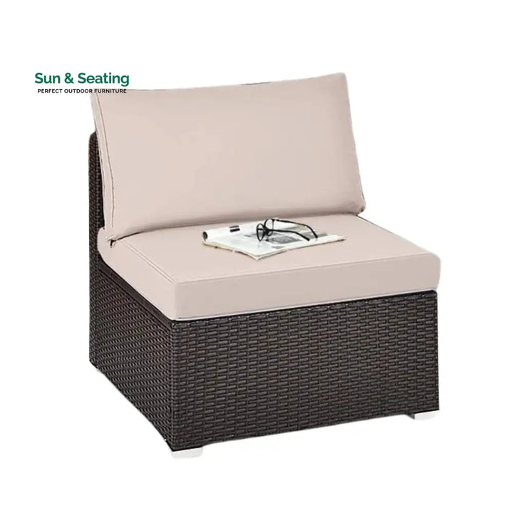 Zaina 2-Piece Outdoor Wicker Armless Sofa Sofa Set