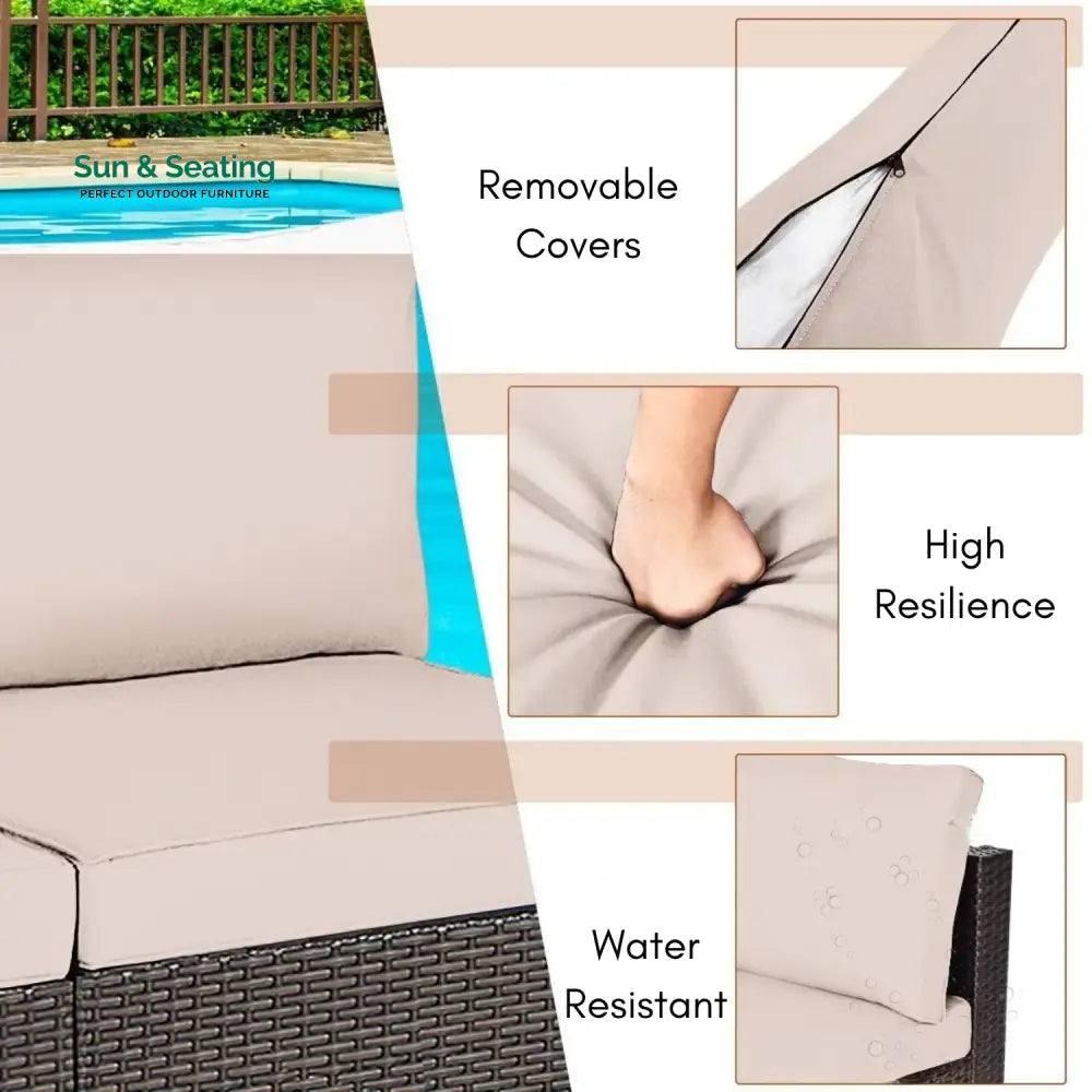 Zaina 2-Piece Outdoor Wicker Armless Sofa Sofa Set