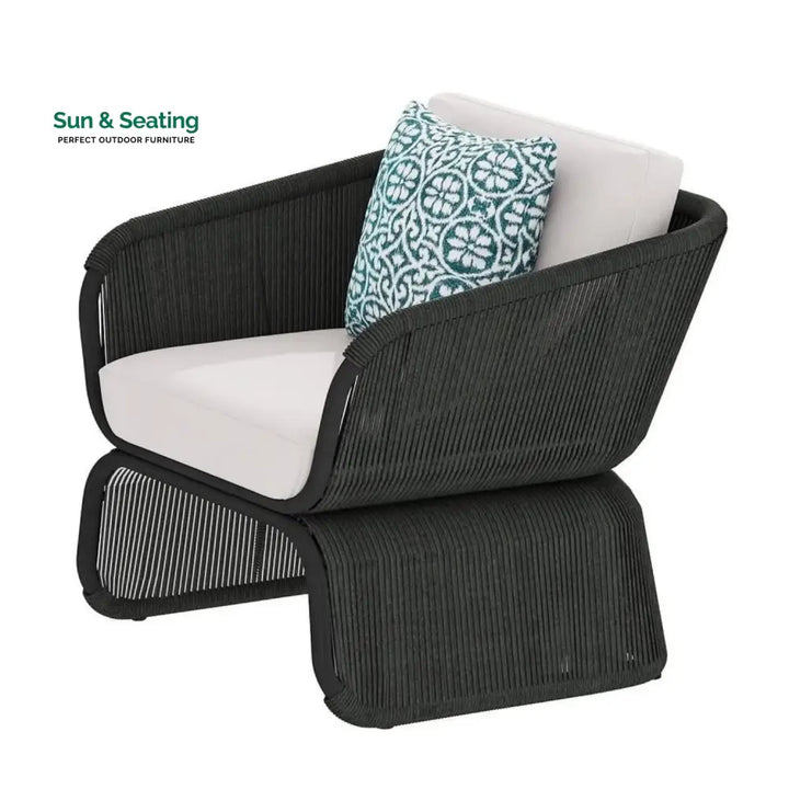Zainab Outdoor Braided Rope Sofa Set With 2-Tier Glass Top Table Sofa Set
