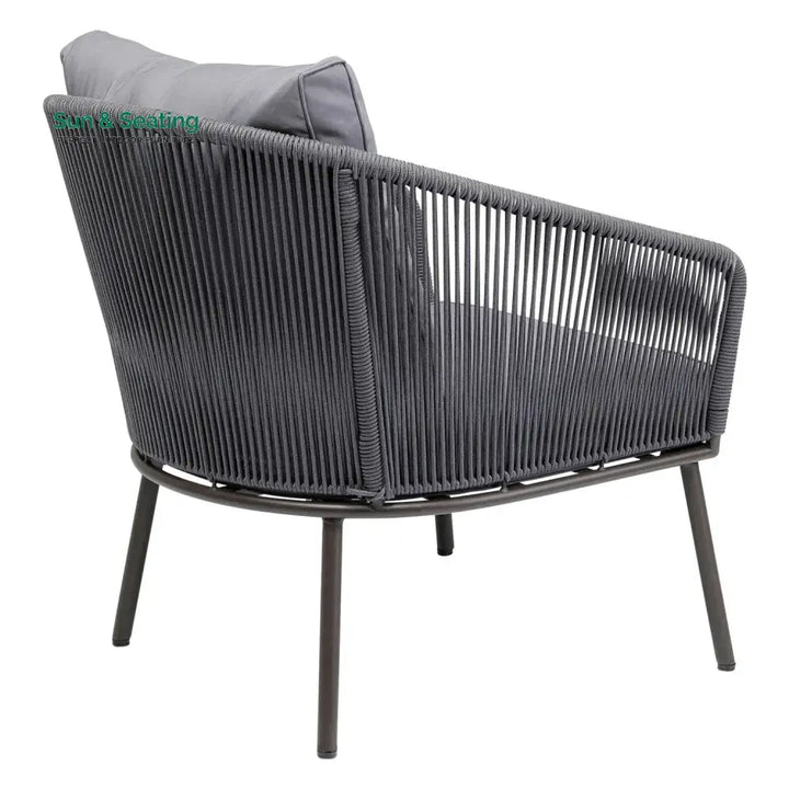 Zariah Outdoor Rope 5-Seater Patio Sofa Set with Glass Top Table (Grey) Sofa Set