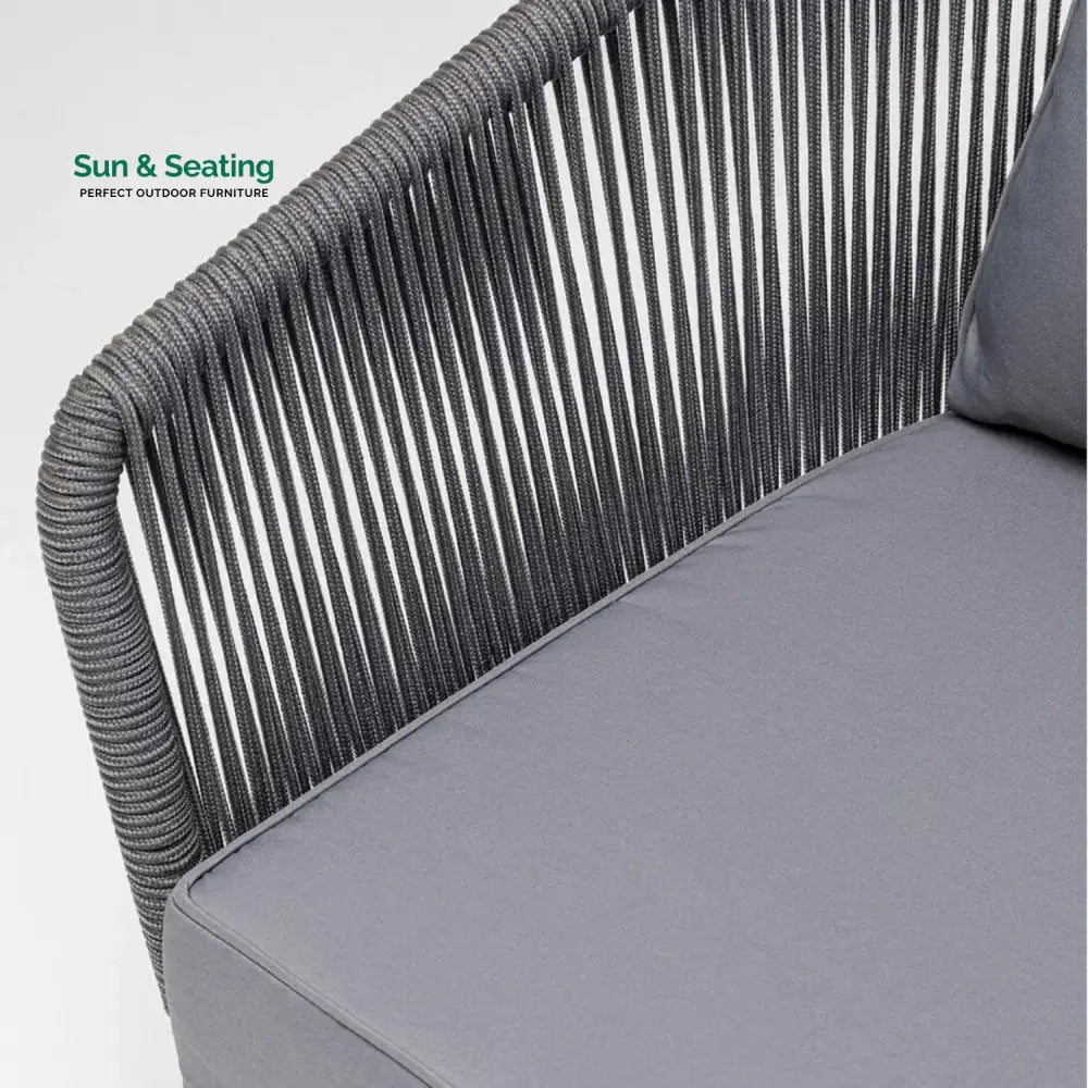Zariah Outdoor Rope 5-Seater Patio Sofa Set with Glass Top Table (Grey) Sofa Set