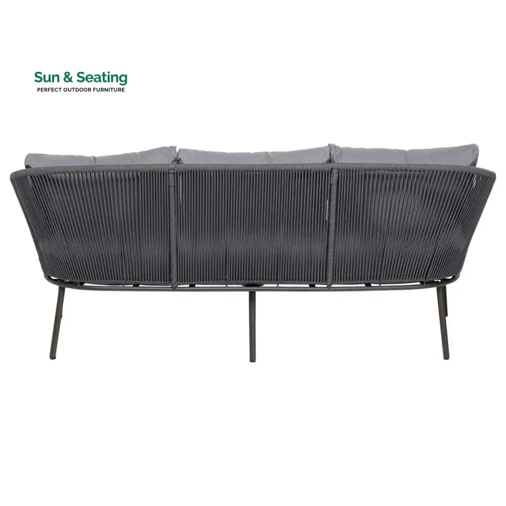 Zariah Outdoor Rope 5-Seater Patio Sofa Set with Glass Top Table (Grey) Sofa Set