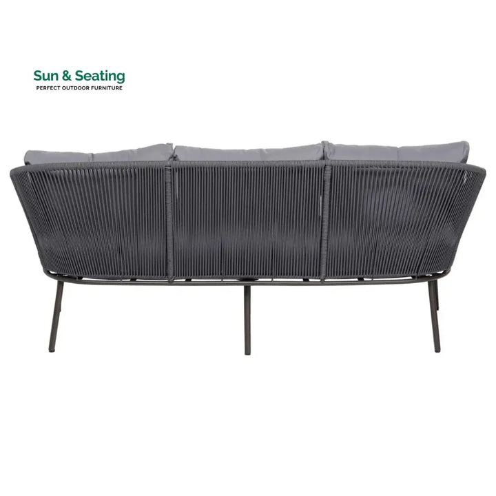 Zariah Outdoor Rope 5-Seater Patio Sofa Set with Glass Top Table (Grey) Sofa Set