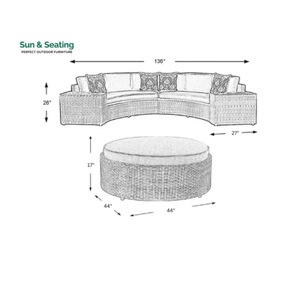 Zea Outdoor Sofa Set 4 Seater and 1 Center Table (Brown) Sofa Sets