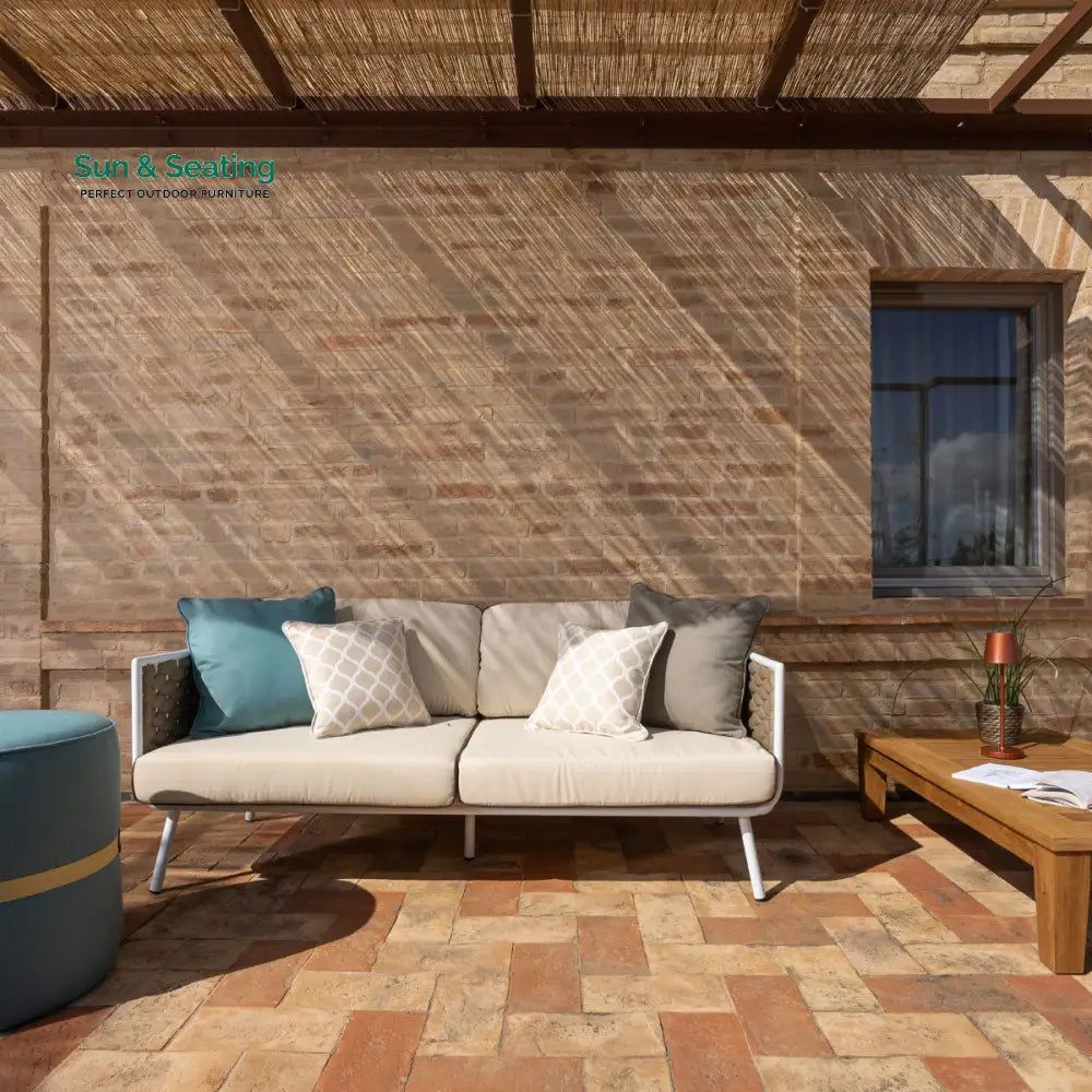 Zedex Outdoor Sofa Set 2 Seater 2 Single seater and 1 Center Table Set (Beige) Braided &amp; Rope Sofa Sets