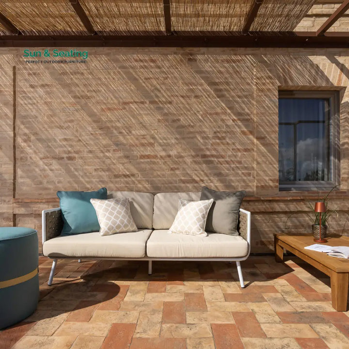 Zedex Outdoor Sofa Set 2 Seater 2 Single seater and 1 Center Table Set (Beige) Braided &amp; Rope Sofa Sets