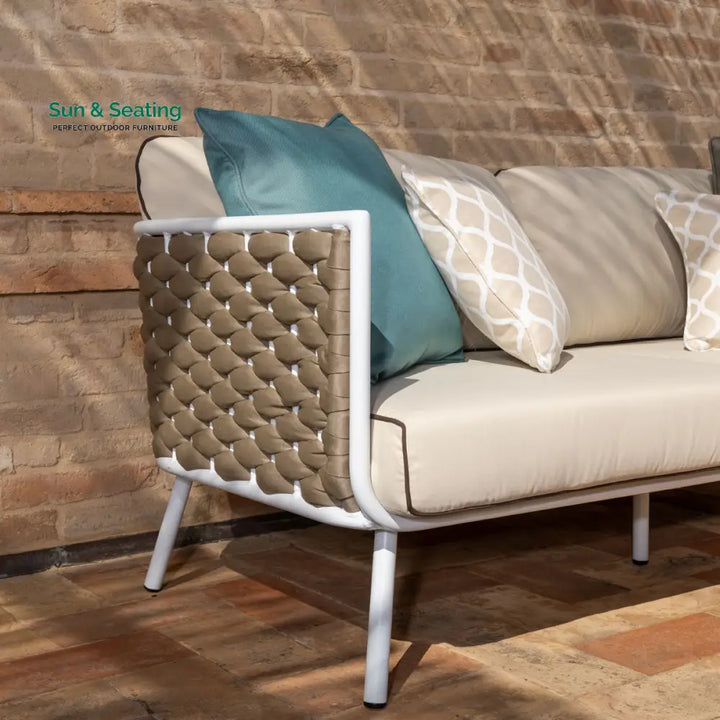 Zedex Outdoor Sofa Set 2 Seater 2 Single seater and 1 Center Table Set (Beige) Braided &amp; Rope Sofa Sets