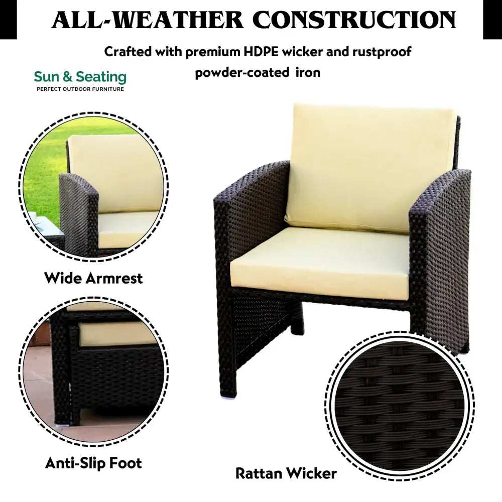 Zeenat Outdoor 5 Piece Patio Wicker All Weather Sectional Furniture Set Patio Sofa Set