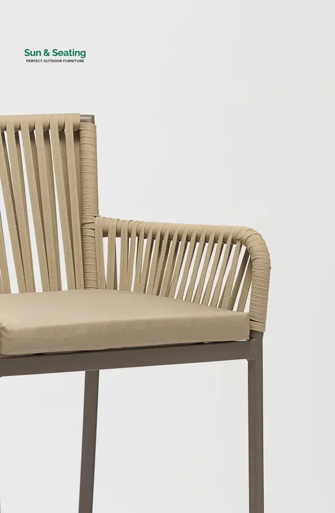 Zeki Outdoor Patio Bar Chair 2 Chair For Balcony Braided &amp; Rope Bar Sets