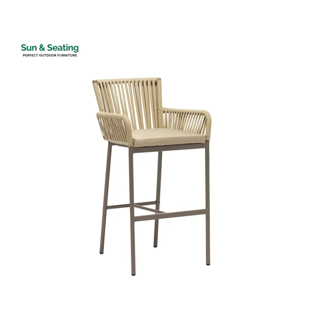 Zeki Outdoor Patio Bar Chair 2 Chair For Balcony Braided &amp; Rope Bar Sets