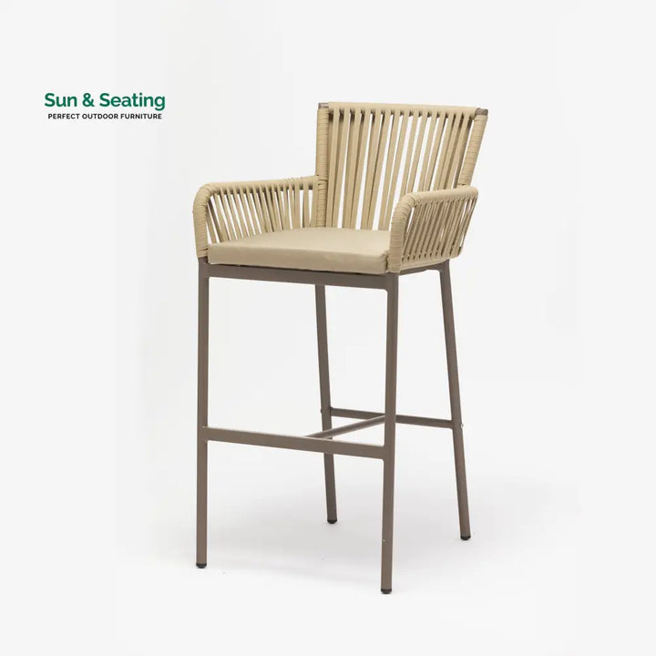 Zeki Outdoor Patio Bar Chair 2 Chair For Balcony Braided &amp; Rope Bar Sets