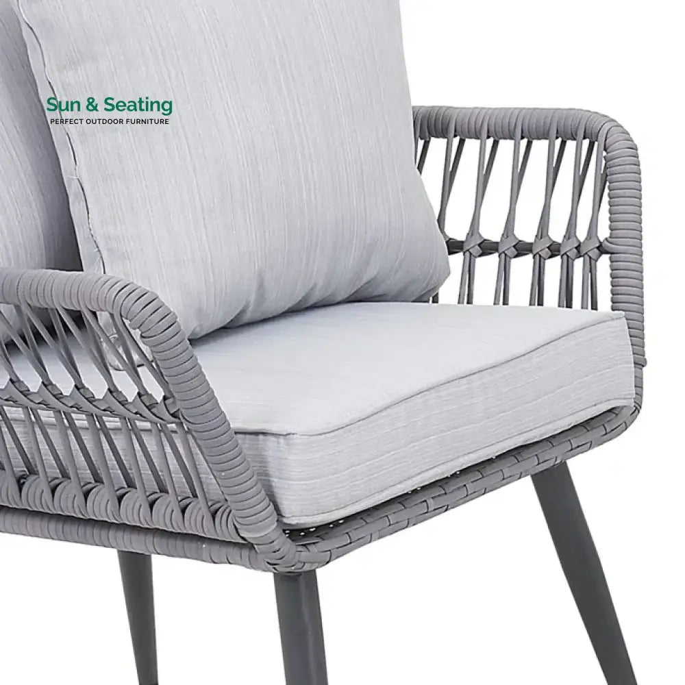 Zelda Outdoor Patio Seating Set 2 Chairs and 1 Table Set (Grey) Coffee Table Sets