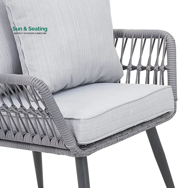 Zelda Outdoor Patio Seating Set 2 Chairs and 1 Table Set (Grey) Coffee Table Sets