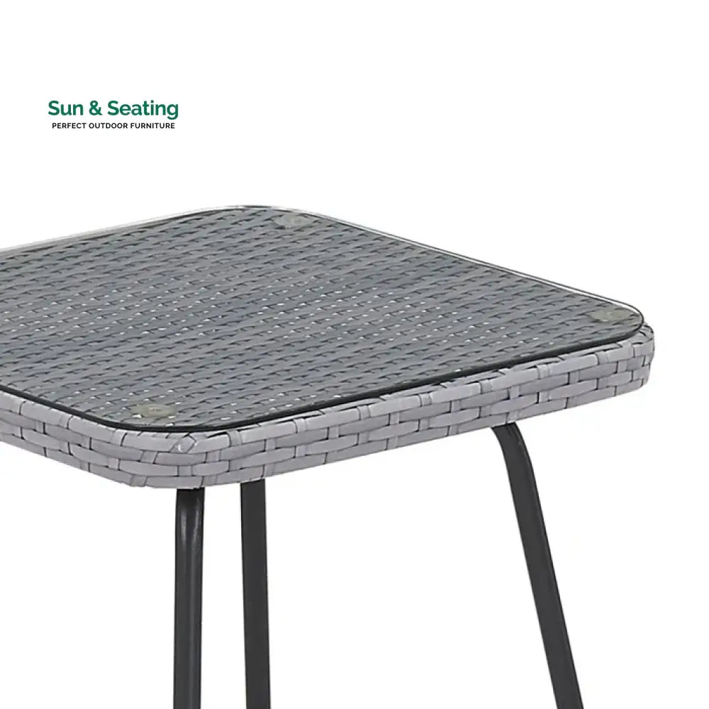 Zelda Outdoor Patio Seating Set 2 Chairs and 1 Table Set (Grey) Coffee Table Sets