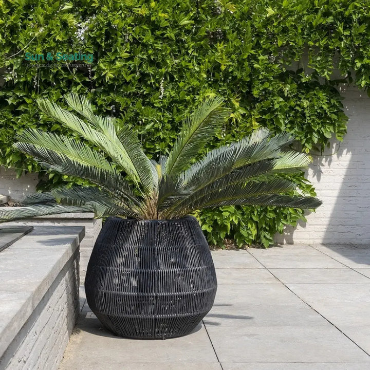 Zende Outdoor Planters For Garden Balcony (Black) Braided &amp; Rope Planter