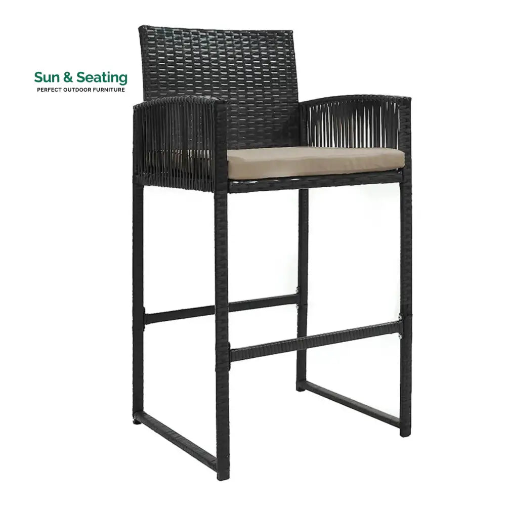 Zenobia Outdoor Rattan Wicker 2-Piece Bar Chairs Bar Chairs