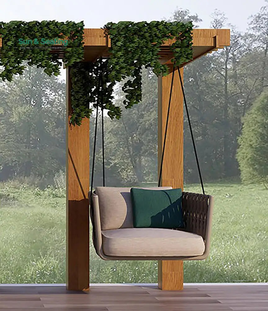 Zenzi Single Seater Hanging Swing Without Stand For Balcony Garden Swing (Beige) Braided & Rope Swings