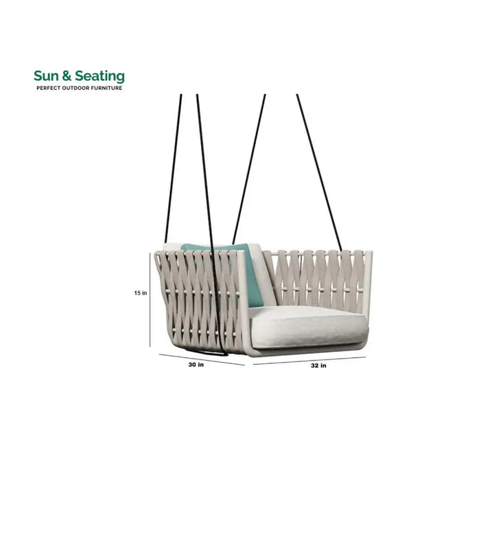 Zenzi Single Seater Hanging Swing Without Stand For Balcony Garden Swing (Beige) Braided &amp; Rope Swings