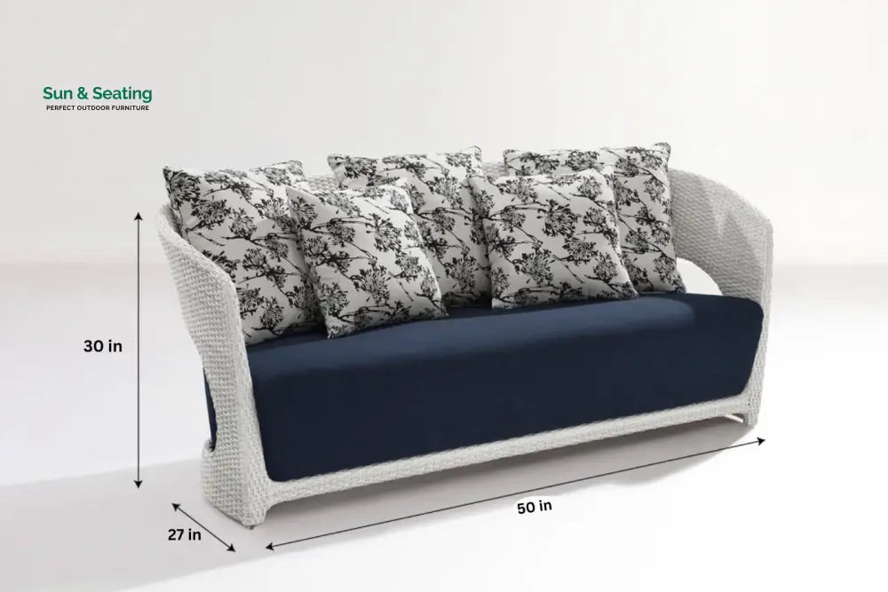 Zibra Outdoor Garden Balcony Sofa Set 2 Seater 2 Single Seater 1 Center Table With Side Table Set (White) Sofa Sets