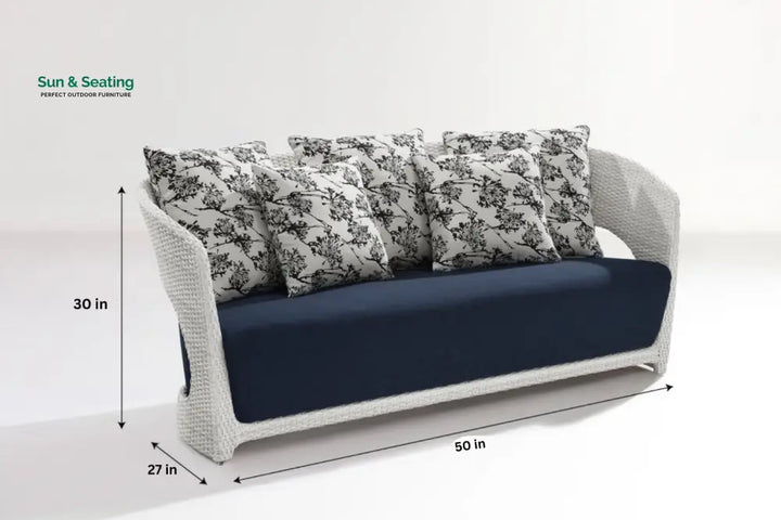 Zibra Outdoor Garden Balcony Sofa Set 2 Seater 2 Single Seater 1 Center Table With Side Table Set (White) Sofa Sets