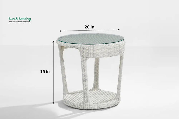 Zibra Outdoor Garden Balcony Sofa Set 2 Seater 2 Single Seater 1 Center Table With Side Table Set (White) Sofa Sets