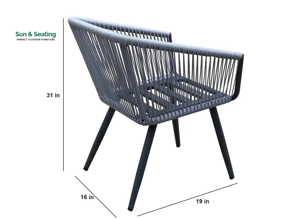 Zingel Outdoor Patio Seating Set 2 Chairs and 1 Table Set (Grey) Braided &amp; Rope Coffee Table Sets