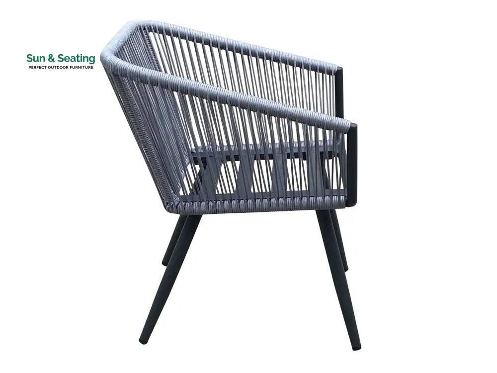 Zingel Outdoor Patio Seating Set 2 Chairs and 1 Table Set (Grey) Braided &amp; Rope Coffee Table Sets