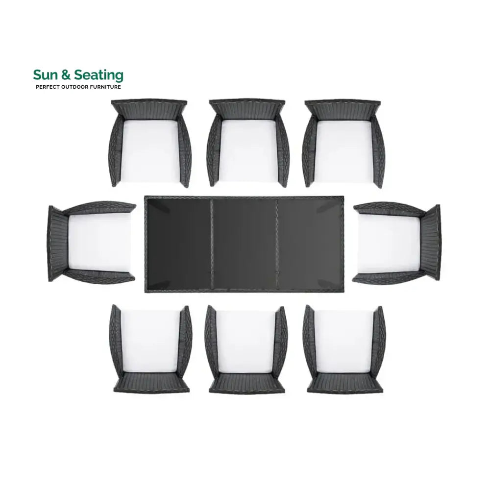 Zinnia 9-Piece Outdoor Rattan Wicker Dinning Table Set Dining Set
