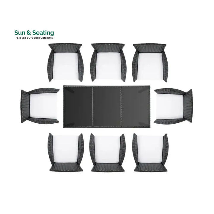 Zinnia 9-Piece Outdoor Rattan Wicker Dinning Table Set Dining Set