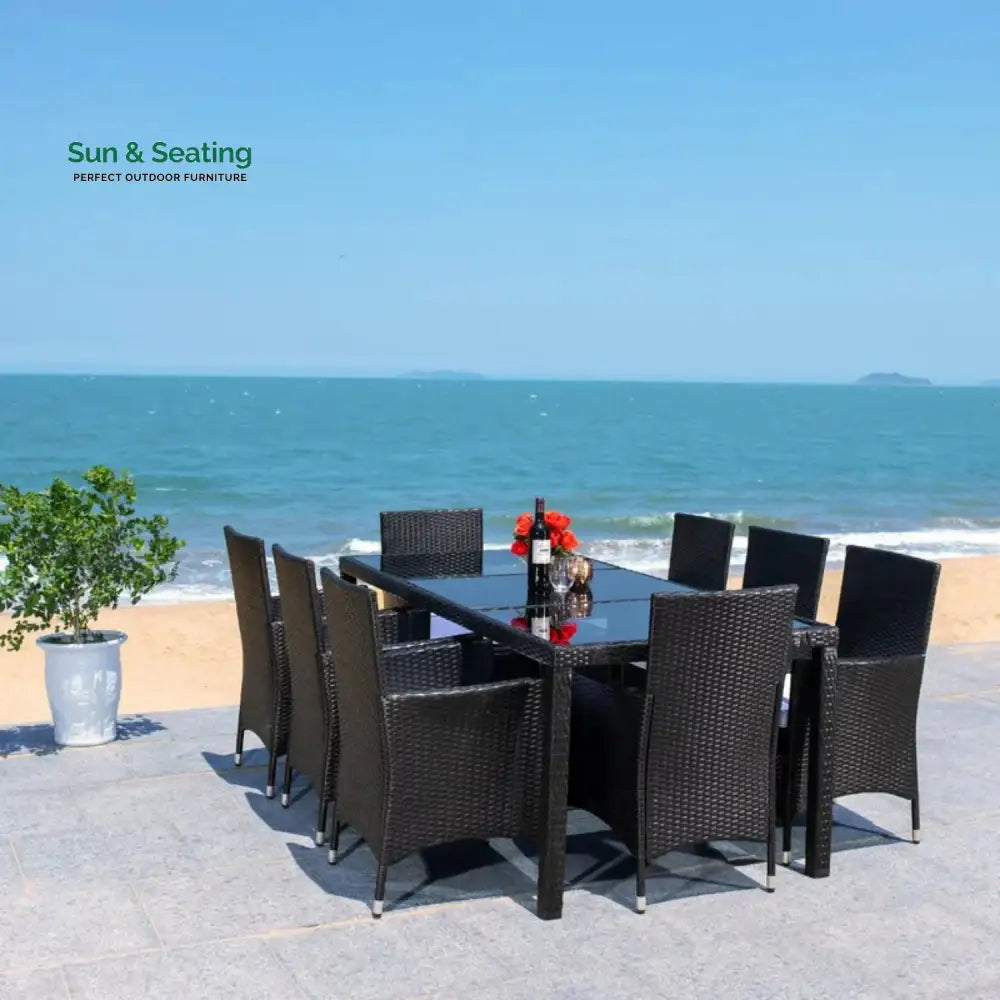 Zinnia 9-Piece Outdoor Rattan Wicker Dinning Table Set Dining Set