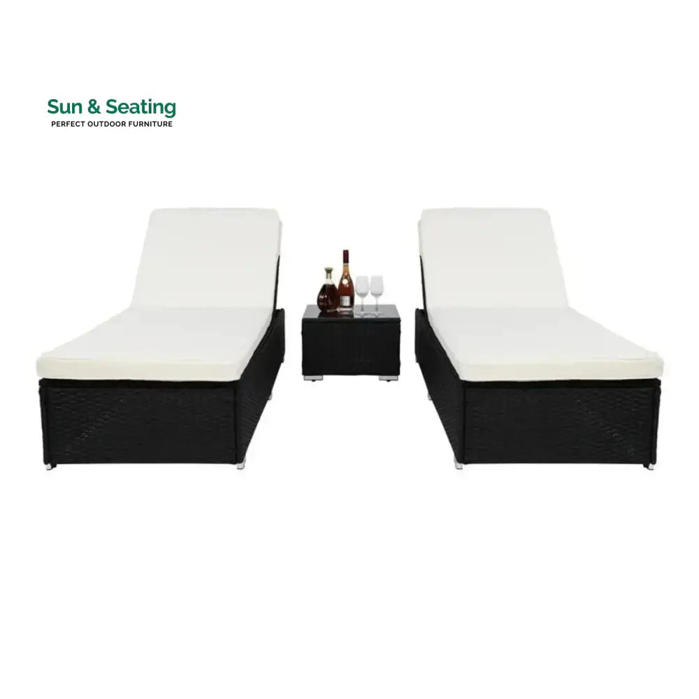 Zinnia Outdoor Wicker Lounge Chairs Set of 2 With Side Table Lounger Set