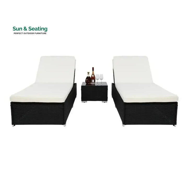 Zinnia Outdoor Wicker Lounge Chairs Set of 2 With Side Table Lounger Set