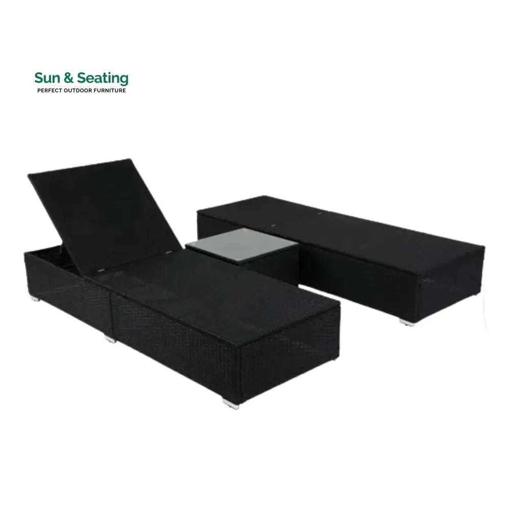 Zinnia Outdoor Wicker Lounge Chairs Set of 2 With Side Table Lounger Set