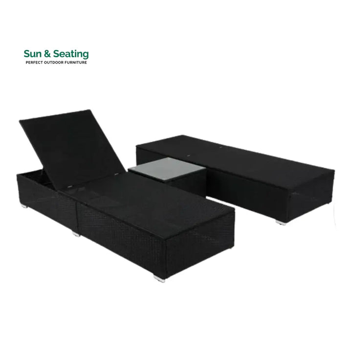 Zinnia Outdoor Wicker Lounge Chairs Set of 2 With Side Table Lounger Set