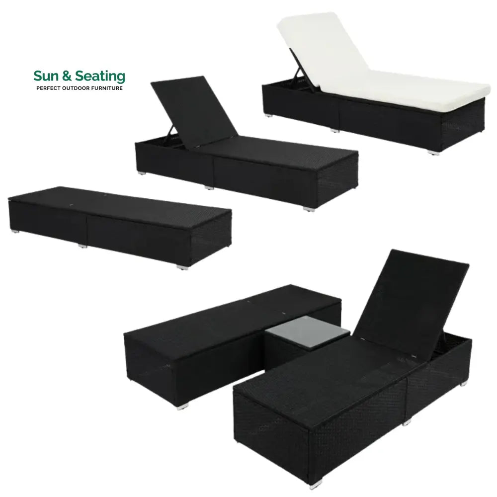 Zinnia Outdoor Wicker Lounge Chairs Set of 2 With Side Table Lounger Set