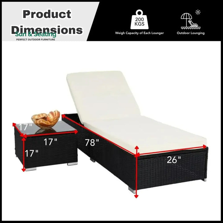 Zinnia Outdoor Wicker Lounge Chairs Set of 2 With Side Table Lounger Set
