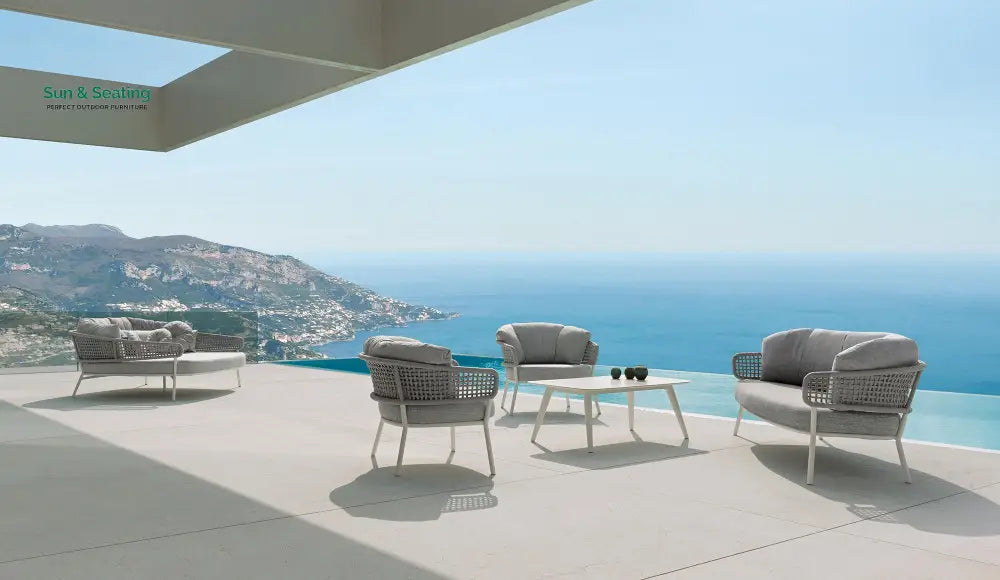 Zion Outdoor Sofa Set 3 Seater 2 Single seater and 1 Center Table Set (Grey) Braided & Rope Sofa Sets