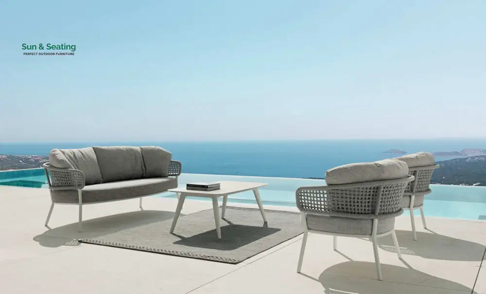 Zion Outdoor Sofa Set 3 Seater 2 Single seater and 1 Center Table Set (Grey) Braided &amp; Rope Sofa Sets