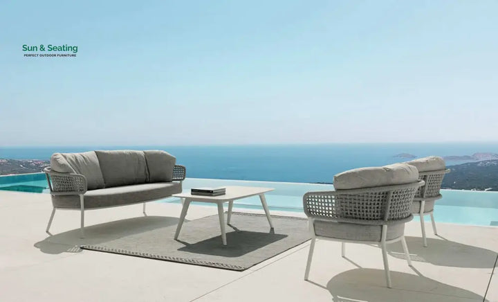 Zion Outdoor Sofa Set 3 Seater 2 Single seater and 1 Center Table Set (Grey) Braided &amp; Rope Sofa Sets