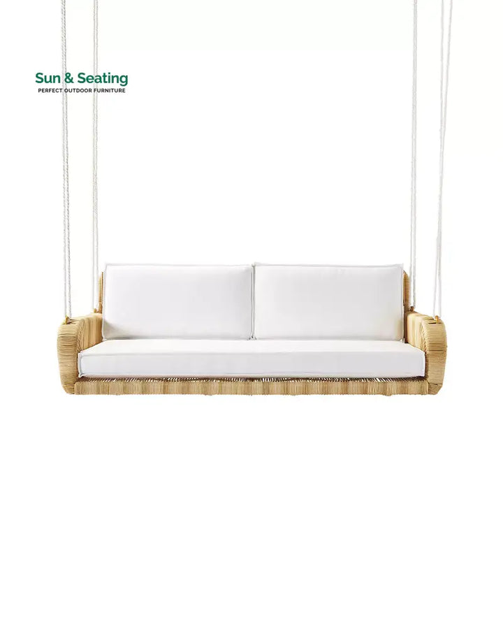 Zita Double Seater Hanging Swing Without Stand For Balcony Garden Swing (Honey) Honey + White Swings