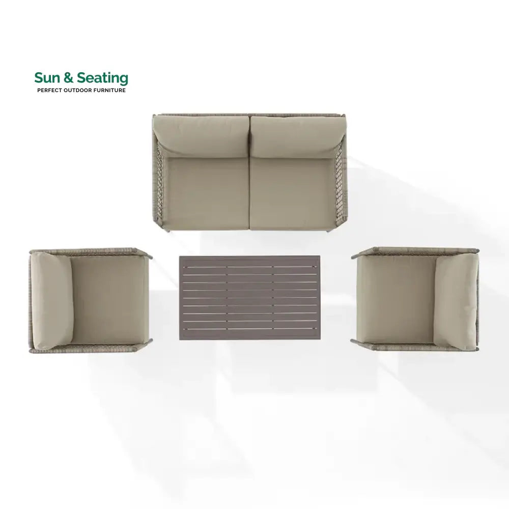 Zita Outdoor Sofa Set 2 Seater 2 Single seater and 1 Center Table (Light Brown) Braided & Rope Sofa Sets