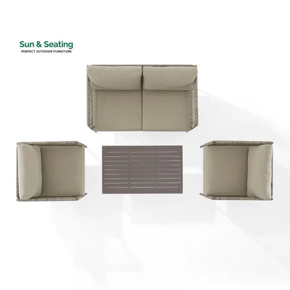 Zita Outdoor Sofa Set 2 Seater 2 Single seater and 1 Center Table (Light Brown) Braided & Rope Sofa Sets