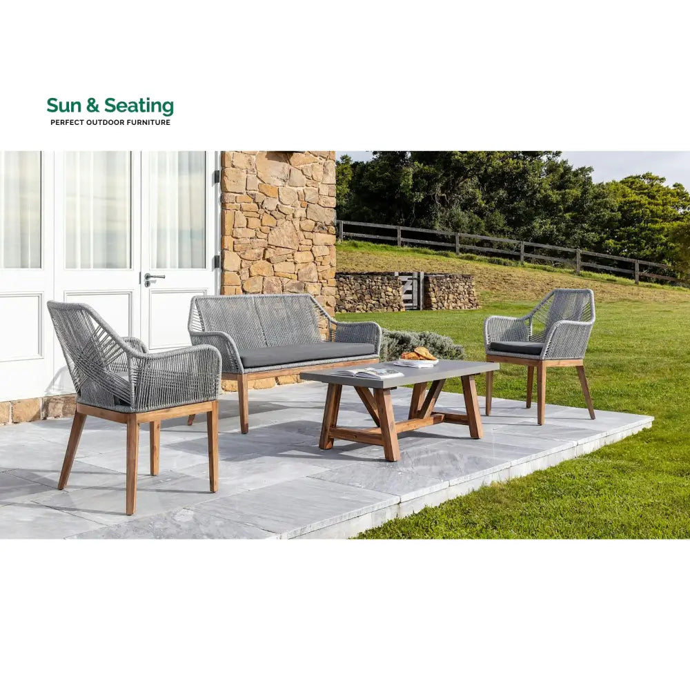 Zoa Outdoor Garden Balcony Sofa Set 2 Seater 2 Single Seater 1 Center Table Set (Grey) Braided and Rope Sofa Sets