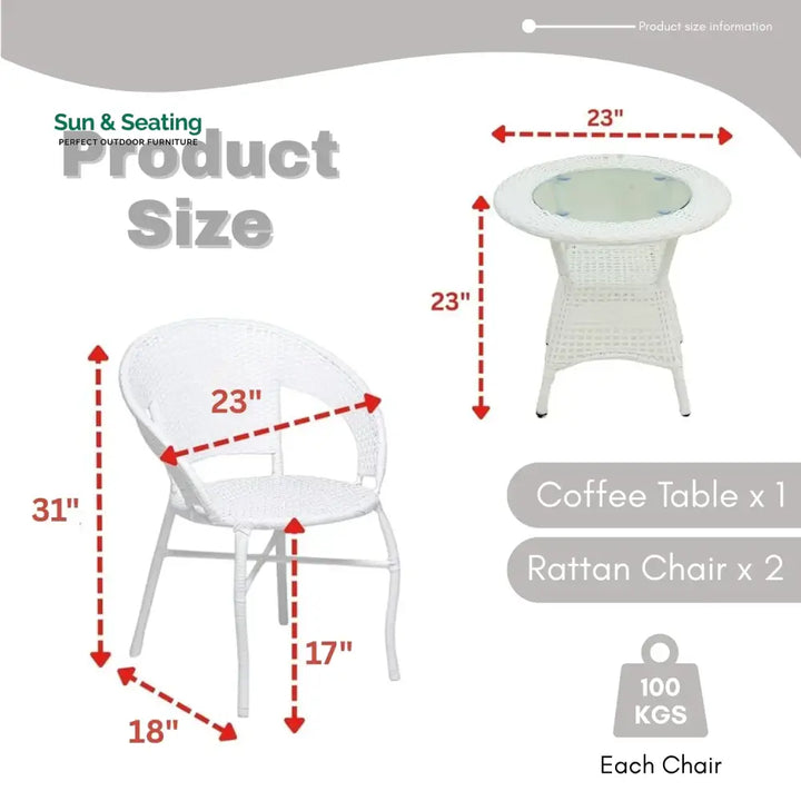 Zohra 3-Piece Outdoor Rattan Wicker Patio Bistro Set Patio Set