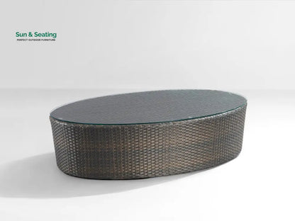 Zomera Outdoor Garden Balcony Sofa Set 2 Seater 2 Single seater and 1 Center Table With Side Table Set (Brown + Tan)